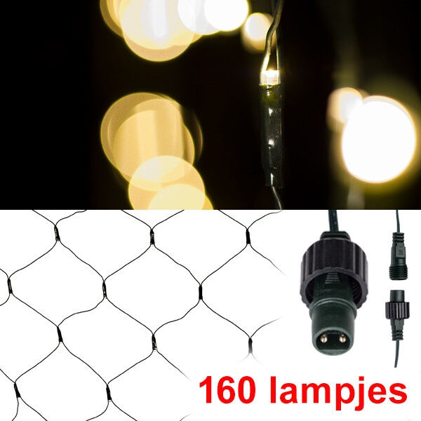 123led Netverlichting 2 x 1 m uitbreiding   extra warm wit   160 lampjes