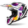 Airoh Twist 3 Rainbow Motorcross Helm - Zwart Wit Pink