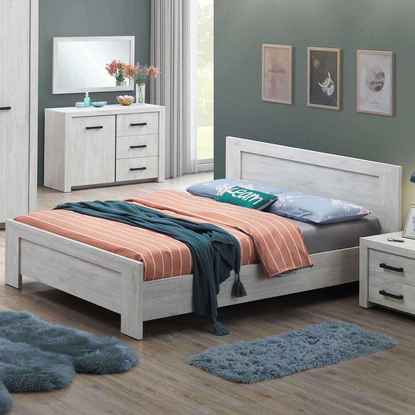 Emob Bed Elvira 160x200 - witte eik