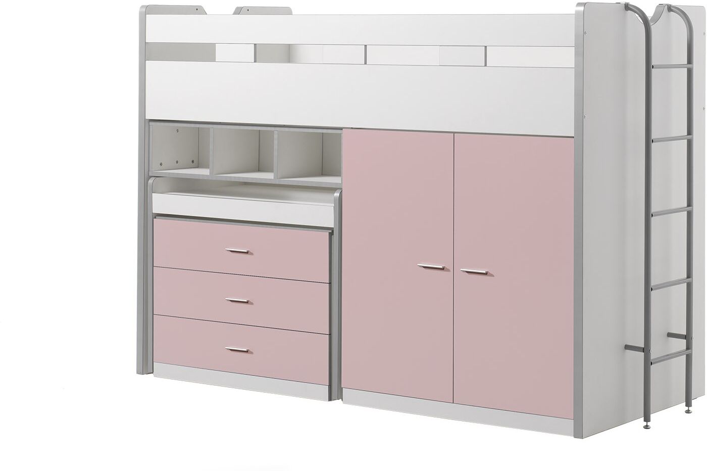 Vipack Halfhoogslaper Bonny 70 met bureau, commode en kast - roze