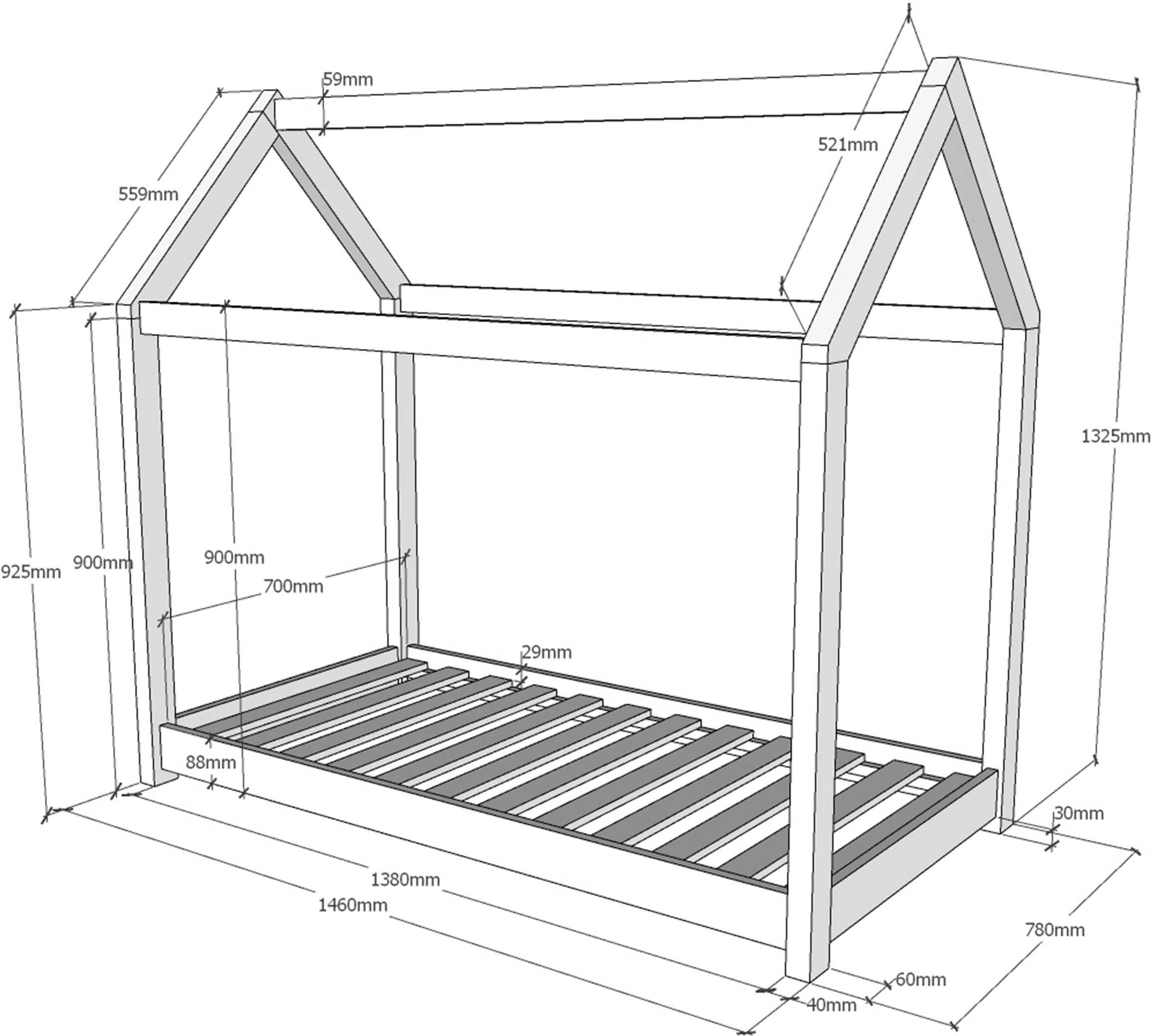 Vipack Huisbed Home 70x140 - naturel