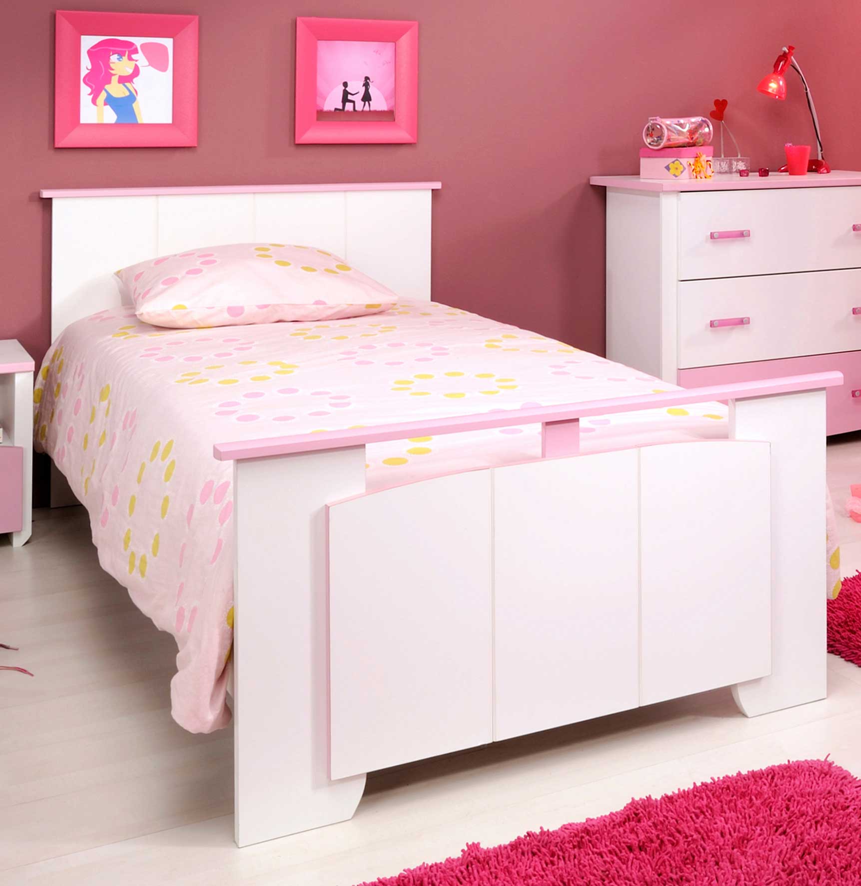 Parisot Kinderbed Biotiful meisje 90x190 cm - roze/wit