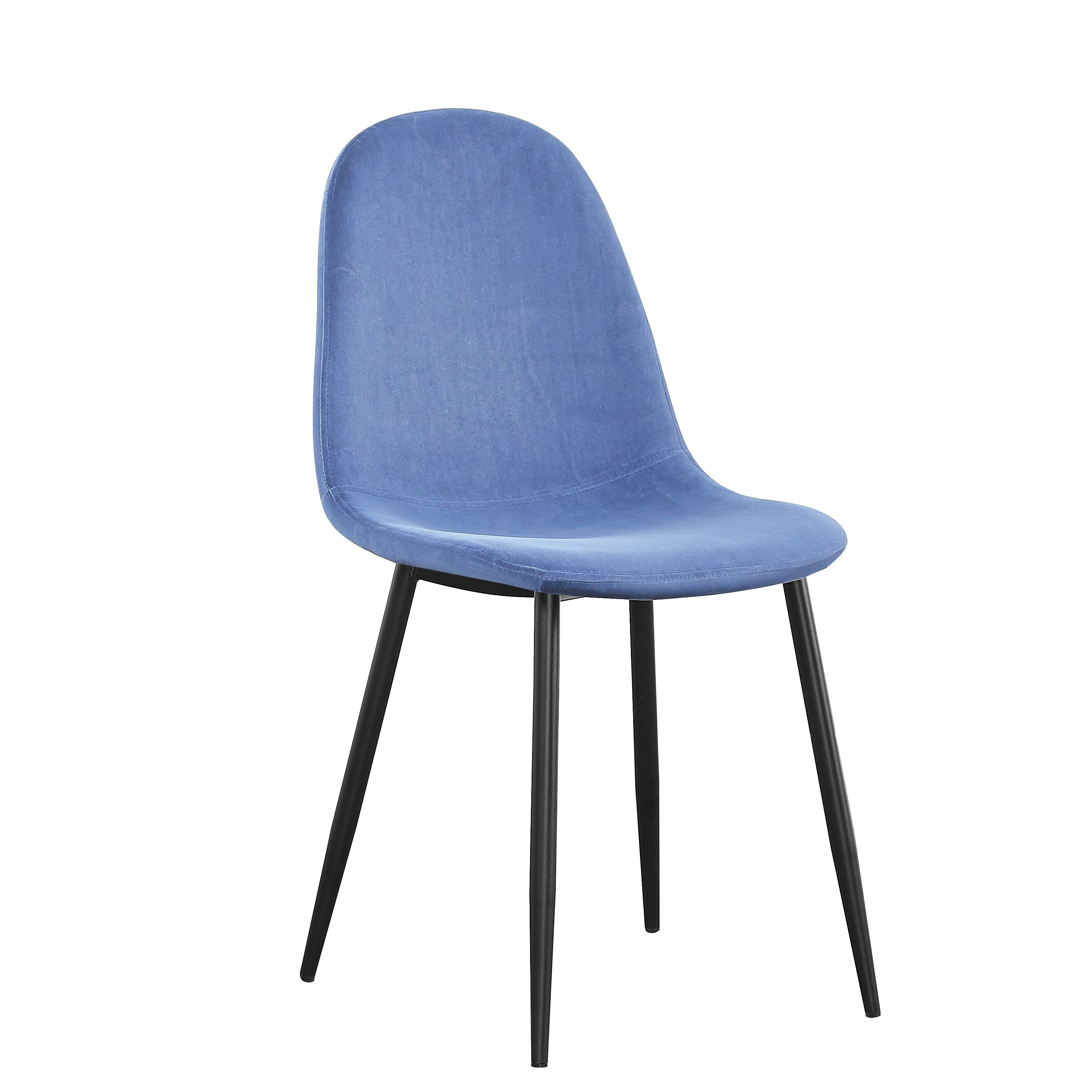 Rousseau Set van 4 fluwelen stoelen Valeska - blauw