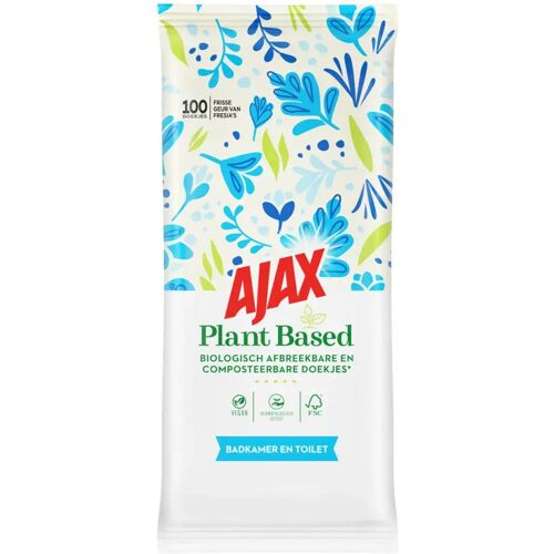 Ajax schoonmaak Ajax Plant Based Reinigingsdoekjes Voor Badkamer - 100 Stuks