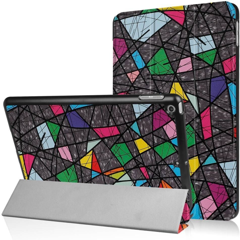 Lunso 3-Vouw abstract patroon stand flip hoes voor de iPad 9.7 (2017/2018)