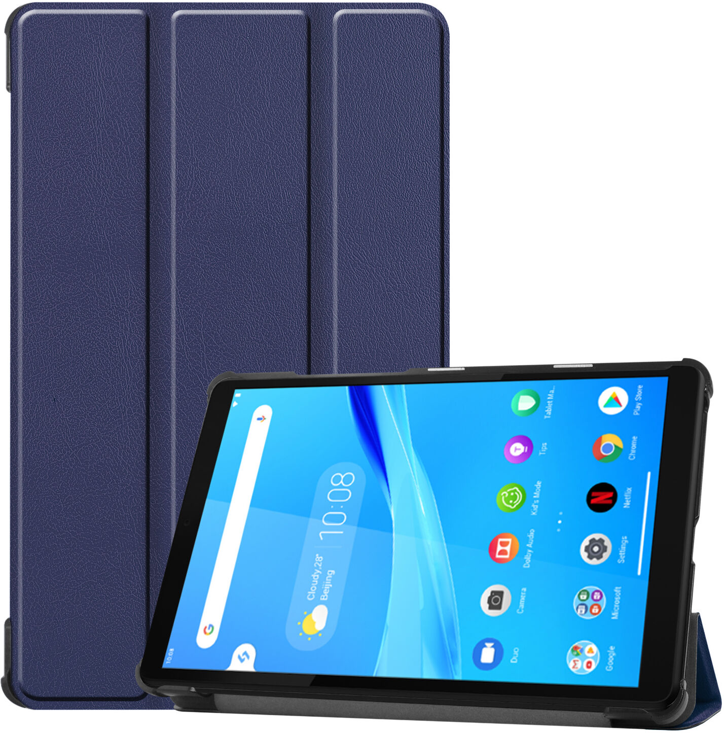 Lunso 3-Vouw sleepcover hoes Blauw voor de Lenovo Tab M8