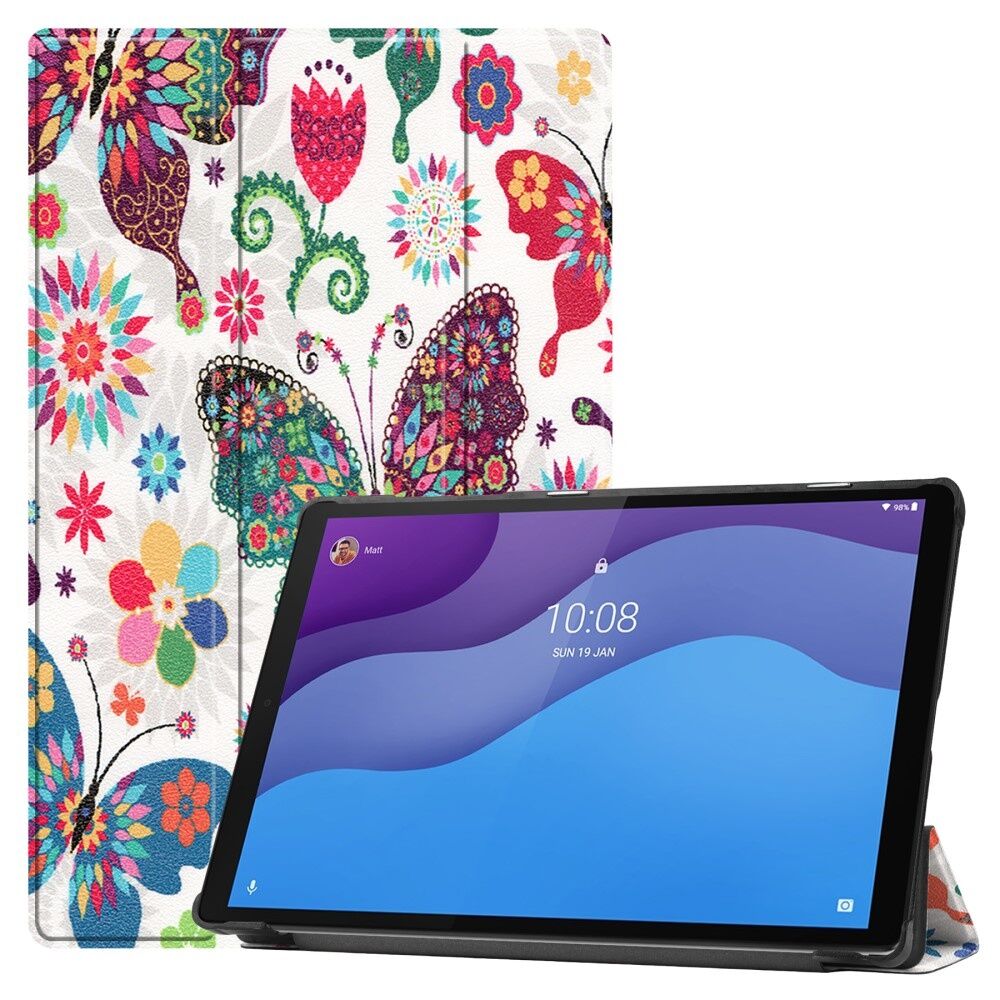 Lunso 3-Vouw sleepcover hoes Vlinders voor de Lenovo Tab M10 HD Gen 2 (2e generatie)