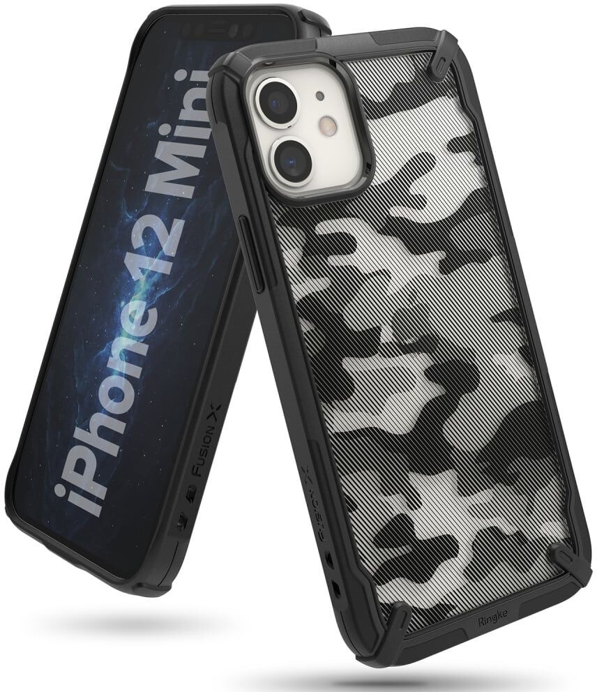 Ringke Fusion X Guard backcover hoes Camo Zwart voor de iPhone 12 Mini