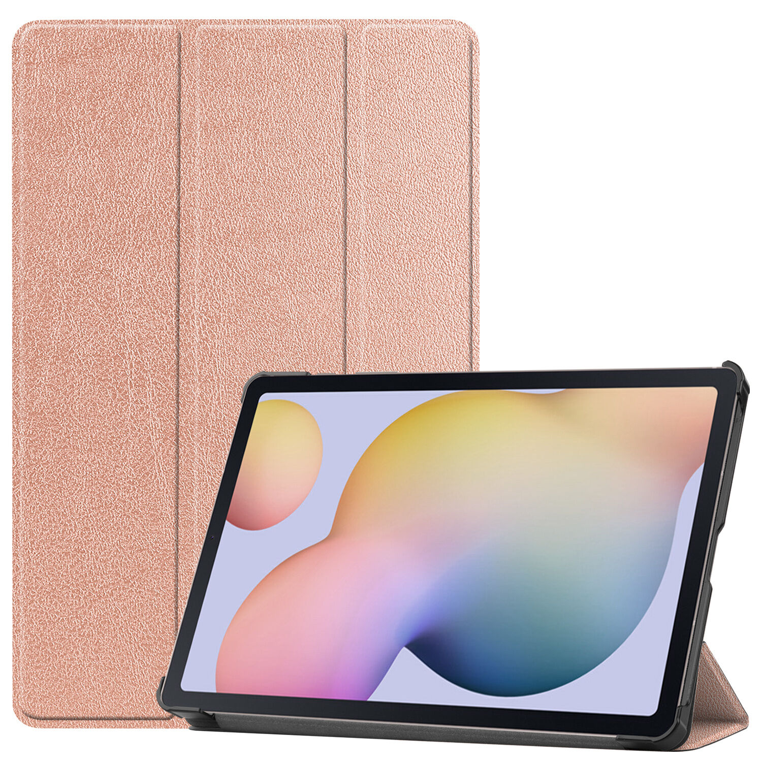 Lunso 3-Vouw sleepcover hoes Rose Goud voor de Samsung Galaxy Tab S7