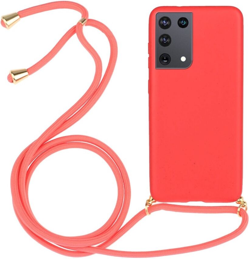 Lunso Backcover hoes Rood met koord voor de Samsung Galaxy S21 Ultra