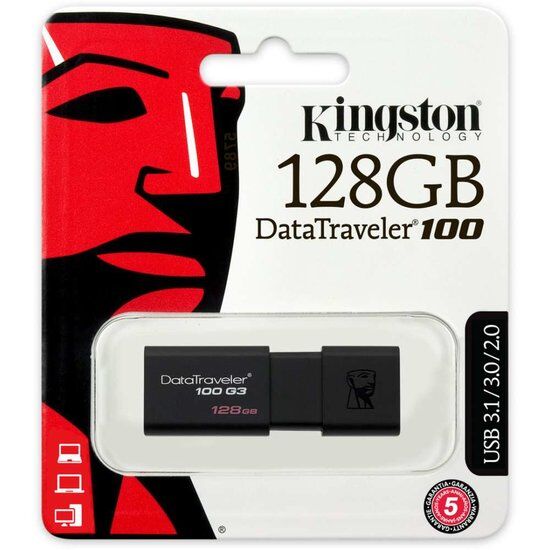 Kingston DataTraveler 100 G3 128GB USB Stick 3.0 - Zwart