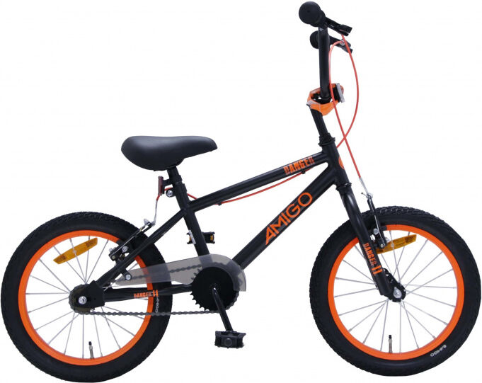 AMIGO BMX Danger 16 Inch 25,4 cm Junior V Brakes Zwart/Oranje