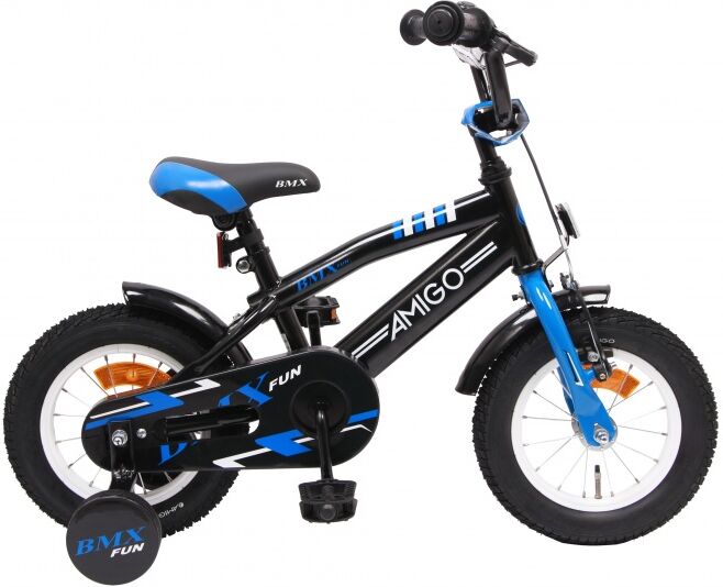 AMIGO BMX Fun 12 Inch 21 cm Jongens Terugtraprem Zwart/Blauw