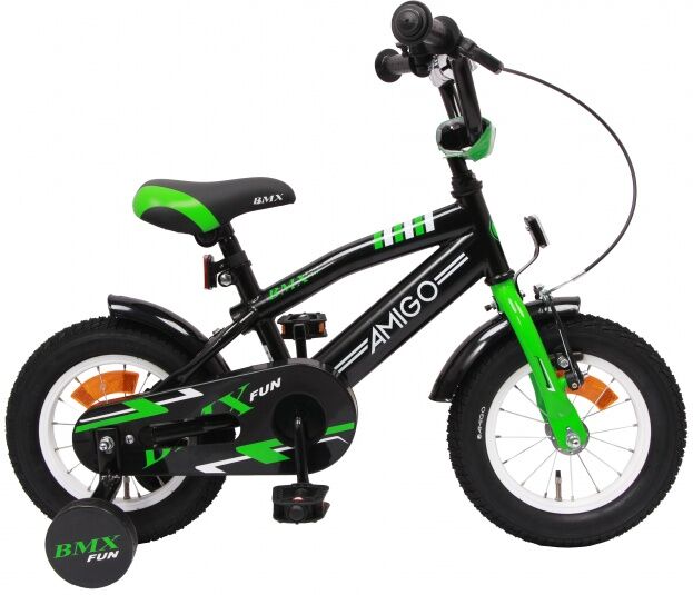 AMIGO BMX Fun 12 Inch 21 cm Jongens Terugtraprem Groen/Matzwart