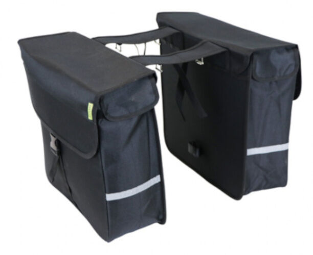 Dresco dubbele fietstas Luxe Shopper 40 liter nylon zwart