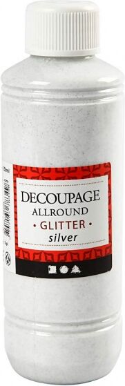 Creotime decoupage lijmlak zilver glitter 250 ml - Zilver