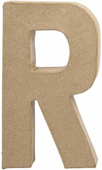 Creotime papier mâché letter R 20,5 cm - Bruin