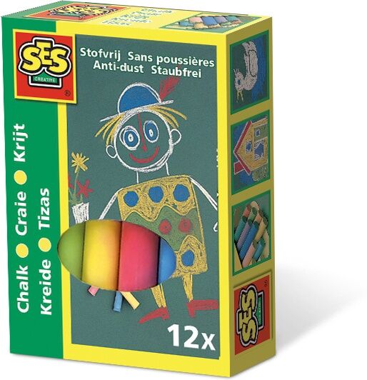 SES Creative bordkrijtjes junior kleur 12 stuks - Multicolor