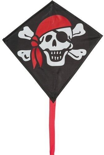 Invento eenlijnskindervlieger Mini Eddy Jolly Roger 30 cm zwart - Zwart