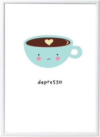 A Little Lovely Company poster Depresso 42 x 29,7 cm papier wit/blauw - Wit,Blauw