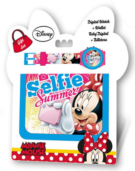 Disney horloge en portemonnee Minnie Mouse junior 2 delig - Multicolor