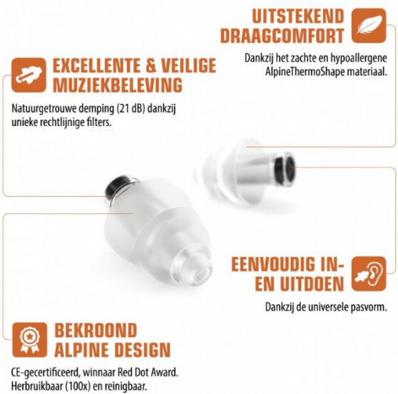 Alpine oordoppen PartyPlug Pro 12 mm thermoplast transparant - Transparant