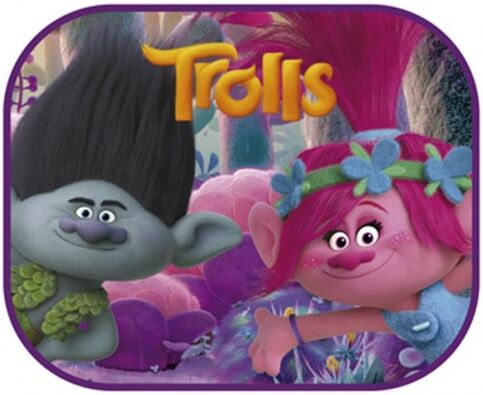 Dreamworks zonnescherm Trolls 2 stuks 45 x 36 cm + kleurplaat - Multicolor