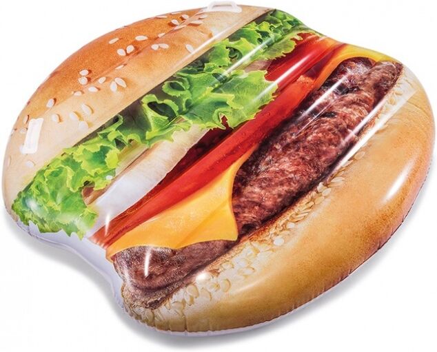 Intex luchtbed Hamburger Island 145 x 142 cm multicolor - Roze Intex luchtbed Hamburger Island 145 x 142 cm multicolor - Roze