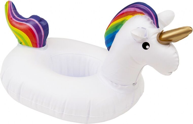 Enjoy Summer opblaasbare bekerhouder unicorn 24 cm wit - Wit