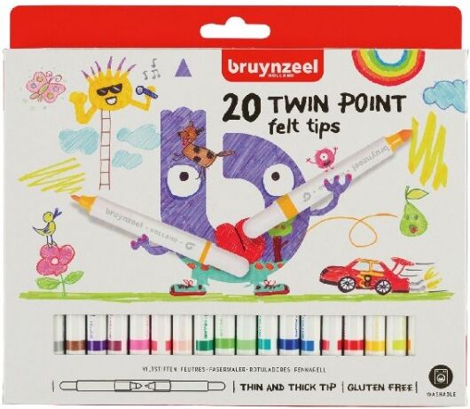 Bruynzeel viltstiften Twin Point 20 stuks - Multicolor