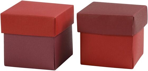 Creotime vouwkartonnen doosjes 5,5 x 5,5 x 5,5 cm 10 stuks rood - Rood