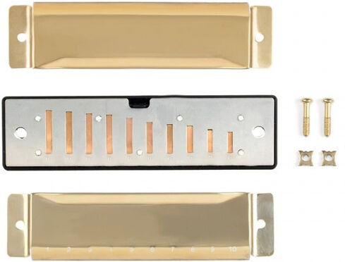 Kikkerland bouwpakket mondharmonica 10,5 x 2,8 cm rvs goud - Goud