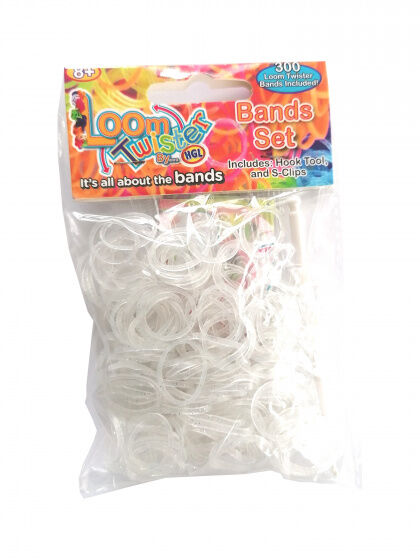 Loom Twister loombandjes junior rubber transparant 300 delig - Transparant