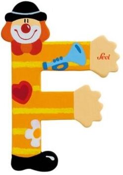 Sevi Letter F Clown 10 cm - Geel