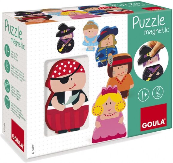 Goula magnetische puzzel Personages junior hout 12 stukjes - Multicolor