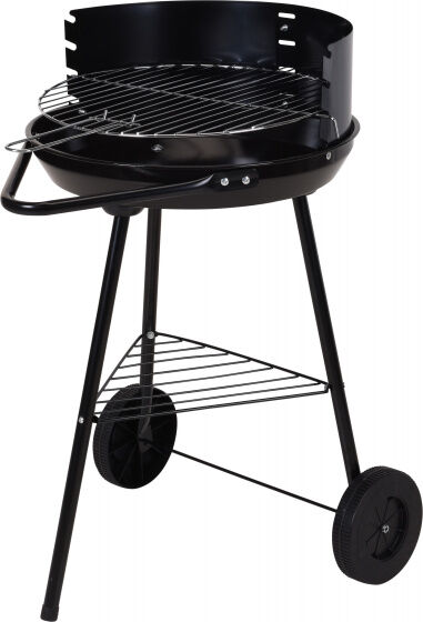 BBQ barbecue rond met wielen zwart staal 86 x 57 x 99 cm - Zwart