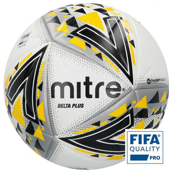 Mitre voetbal Delta Plus polyurethaan wit/zwart/geel - Wit,Zwart,Geel