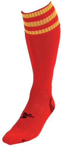 Precision voetbalsokken Pro unisex nylon rood/geel - Rood,Geel