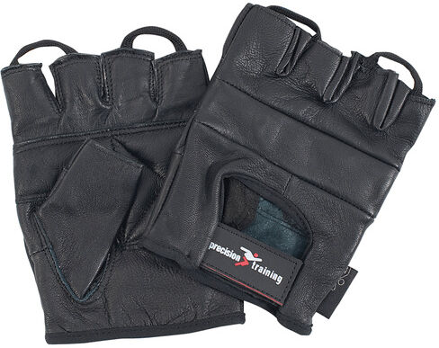 Precision Training fitness handschoenen leer zwart - Zwart