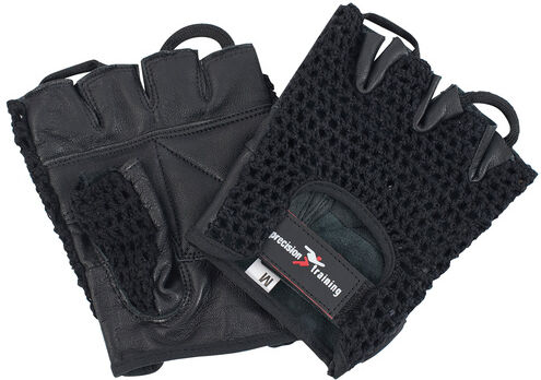 Precision Training fitness handschoenen mesh/leer zwart - Zwart