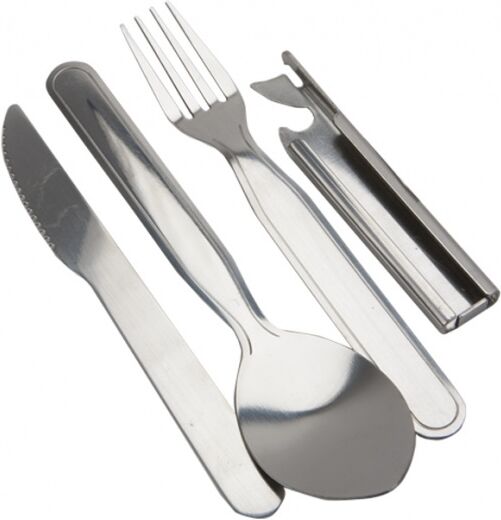 Summit kampeer bestekset Cutlery zilver RVS 5 delig - Zilver