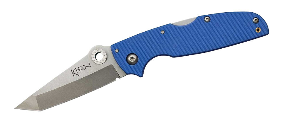 Cold Steel eenhandsmes Khan 17,5 cm RVS zilver/blauw - Zilver,Blauw