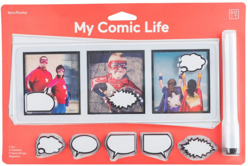 Doiy fotolijsten My Comic Life 28 x 18,5 cm PVC wit 16 delig - Wit,Zwart