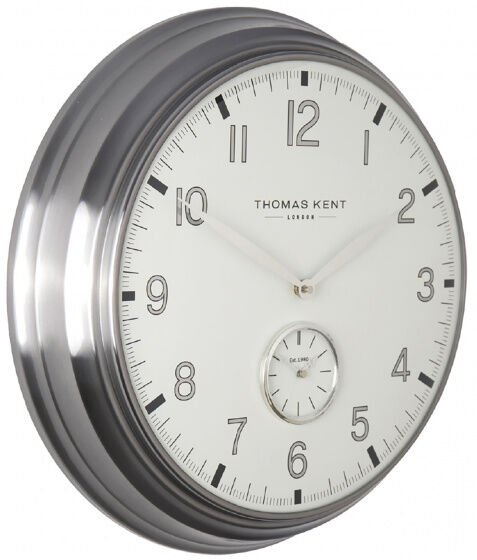 Thomas Kent wandklok Timekeeper 71 x 11 cm staal wit/zilver - Wit,Zilver