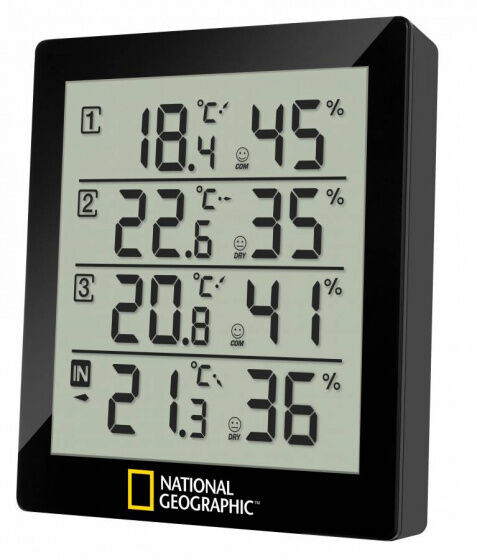 National Geographic weerstation 11,9 x 10,4 cm zwart 4 delig - Zwart