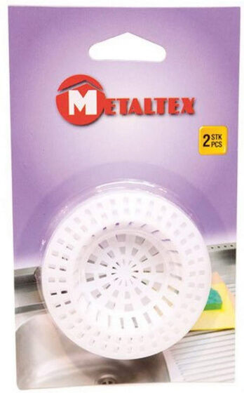 Metaltex gootsteenfilter universeel 7 cm wit 2 stuks - Wit