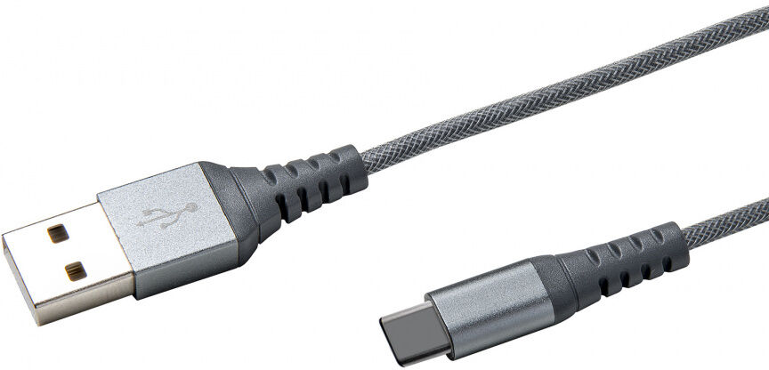 Celly oplaadkabel USB C 100 cm nylon zilver - Zilver