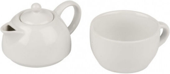 Alpina thee en koffieset 12,5 x 9 cm porselein wit 2 delig - Wit