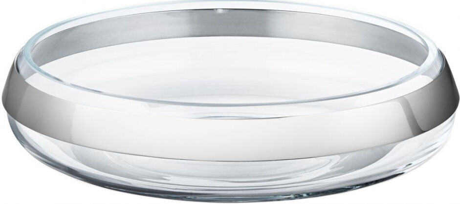 Georg Jensen schaal Duo 28 x 7 cm glas/RVS transparant - Transparant