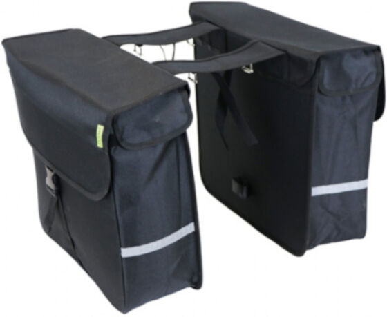 Dresco dubbele fietstas Luxe Shopper 40 liter nylon zwart